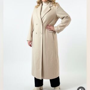 Vintage Cream Double-Breasted cashmere Women's Coat